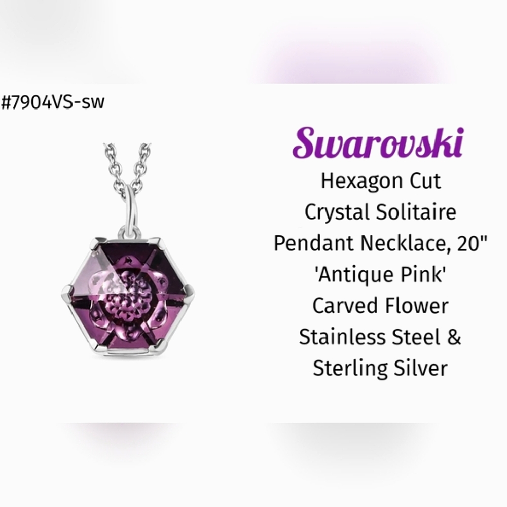 Swarovski Crystal hexagon flower necklace, 20", new w/certificate